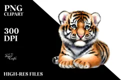 Digital Baby Tiger, Watercolor Art Product Image 2