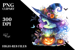 Vibrant Witch Halloween Drawing PNG Product Image 2
