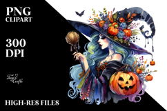 Vibrant Witch Halloween Drawing PNG Product Image 2