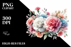 Colorful Floral Carnation Frame | Watercolor Clipart Product Image 1