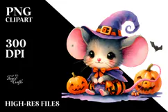Cute Baby Mouse Halloween Drawing PNG Product Image 2