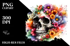 Vibrant Floral Skull PNG Product Image 2