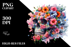 Colorful Skull made of Spring Flowers, High-Quality PNG Product Image 2