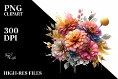 Vibrant Bouquet with Zinnia | Sublimation | Clipart Product Image 3