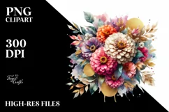 Vibrant Bouquet with Zinnia | Sublimation | Clipart Product Image 3