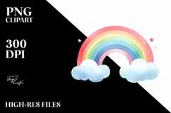 Colorful Simple Watercolor Rainbow White Background Product Image 1