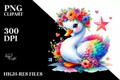 Cute Swan with Flower Crown PNG Product Image 3