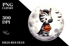Simple Halloween Zebra on Moon, Cute PNG Product Image 2
