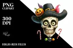 Funny Halloween Skull with Goofy Smile Clipart Product Image 1