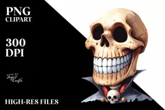 Funny Halloween Skull with Goofy Smile Clipart Product Image 1