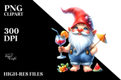 Cute Gnome Drinking Cocktail PNG Product Image 2