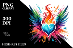 Colorful Paintbrush Fire Heart PNG Product Image 2