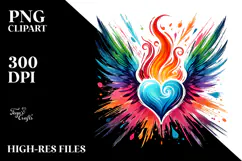 Colorful Paintbrush Fire Heart PNG Product Image 2