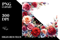 Colorful Red Roses Frame | Watercolor Clipart Product Image 2