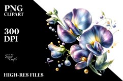 Glossy Sweet Pea Watercolor Splash | Sublimation | Clipart Product Image 3
