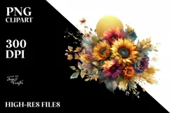 Vibrant Bouquet with Sunflower | Sublimation | Clipart Product Image 1