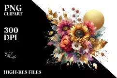 Vibrant Bouquet with Sunflower | Sublimation | Clipart Product Image 3