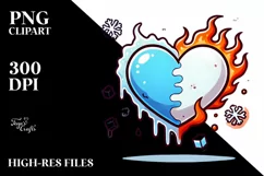 Simple Cartoon Heart Fire Ice PNG Product Image 2