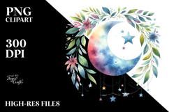Vibrant Wimsical Moon Foliage Stars | Clipart Product Image 2