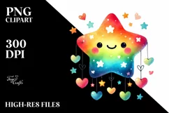 colorful Star with Hearts, PNG Product Image 2