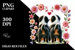 Cute Simple Flower Bernese Mountain Dog PNG Product Image 2