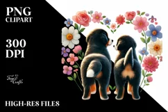 Cute Simple Flower Bernese Mountain Dog PNG Product Image 2