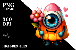 Funny Cute Eyeball Monster Dressed as Candy Corn PNG Product Image 2