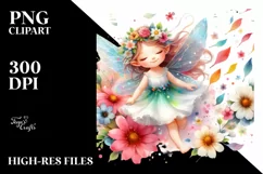 Colorful Fairy Tumbling with Petals Clipart Product Image 1