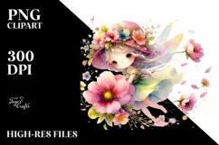 Colorful Fairy Tumbling with Petals Clipart Product Image 1