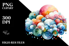 Colorful Watercolor Whimsical Cloud PNG Product Image 2