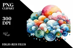Colorful Watercolor Whimsical Cloud PNG Product Image 3