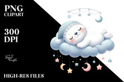 Whimsical Baby Seal on Cloud Clipart Product Image 2
