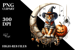 Tiger Dressed for Halloween on Moon PNG Product Image 2