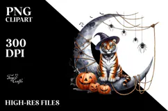 Halloween Tiger on Moon, High-Res PNG Product Image 2