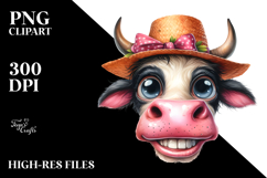 Crazy Funny Cow | Sublimation | Clipart Product Image 2