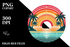Retro Tropical Rainbow Sunset Clipart Product Image 2