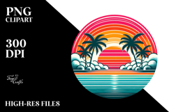 Retro Tropical Rainbow Sunset PNG Product Image 2