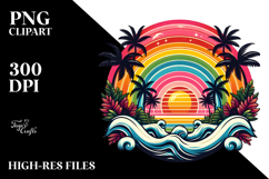 Retro Tropical Rainbow Sunset Clipart Product Image 2