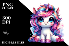 Cute Unicorn Sitting PNG Product Image 2