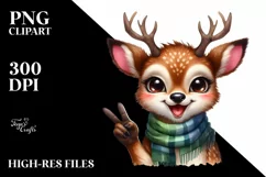 Funny Cute Deer Portrait Smiling Love | Sublimation Clipart Product Image 1
