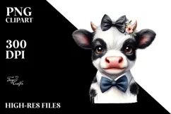 Happy Funny Baby Cow PNG Product Image 2