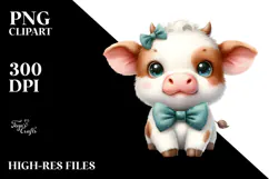 Happy Funny Baby Cow PNG Product Image 2
