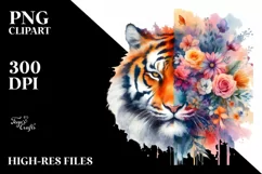 Vibrant Tiger Made of Flowers | Clipart Product Image 1