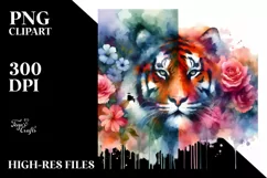 Vibrant Tiger Made of Flowers | Clipart Product Image 3
