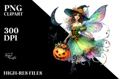 Vibrant Fairy Halloween Drawing PNG Product Image 2