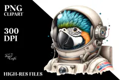 Cute Baby Macaw with Astronaut Helmet, PNG Product Image 2