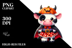 Cute Baby Cow Halloween PNG Product Image 2