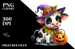 Cute Baby Cow Halloween PNG Product Image 2