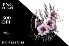 Abstract Gladiolus with Metallic Insertions PNG Product Image 2