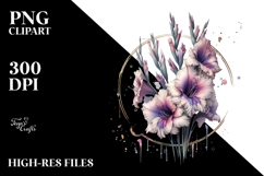 Abstract Gladiolus with Metallic Insertions PNG Product Image 2